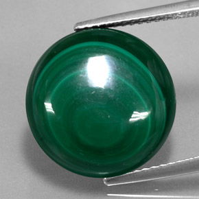 15.28 ct Green Malachite Gemstone, Malachite Gem in Round Cabochon Shape for Sale.