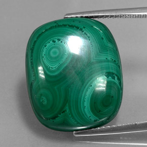 25.87 ct Green Malachite Gemstone, Malachite Gem in Cushion Cabochon Shape for Sale.