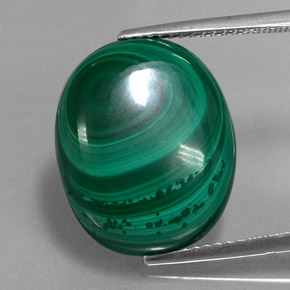 16.61 ct Green Malachite Gemstone, Malachite Gem in Oval Cabochon Shape for Sale.