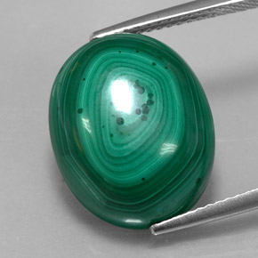 17.27 ct Green Malachite Gemstone, Malachite Gem in Oval Cabochon Shape for Sale.