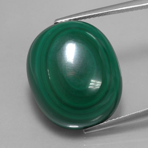 33.16 ct Green Malachite Gemstone, Malachite Gem in Oval Cabochon Shape for Sale.