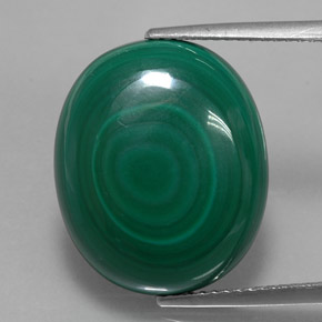 18.06 ct Green Malachite Gemstone, Malachite Gem in Oval Cabochon Shape for Sale.