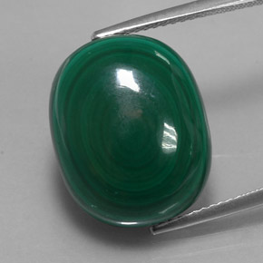19.51 ct Green Malachite Gemstone, Malachite Gem in Oval Cabochon Shape for Sale.