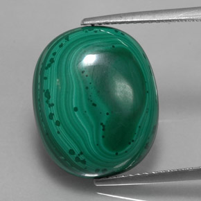 17.63 ct Green Malachite Gemstone, Malachite Gem in Oval Cabochon Shape for Sale.