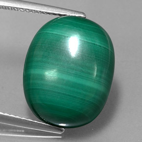 14.85 ct Green Malachite Gemstone, Malachite Gem in Oval Cabochon Shape for Sale.