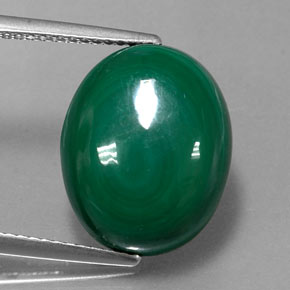 13.11 ct Green Malachite Gemstone, Malachite Gem in Oval Cabochon Shape for Sale.