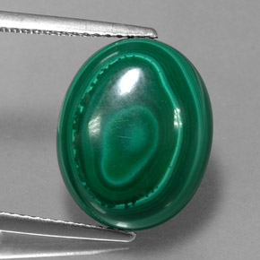 12.98 ct Green Malachite Gemstone, Malachite Gem in Oval Cabochon Shape for Sale.