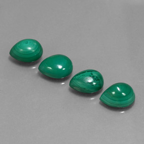 10.03 ct Green Malachite Gemstone, Malachite Gem in Pear Cabochon Shape for Sale.