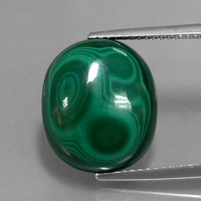 14.79 ct Green Malachite Gemstone, Malachite Gem in Oval Cabochon Shape for Sale.