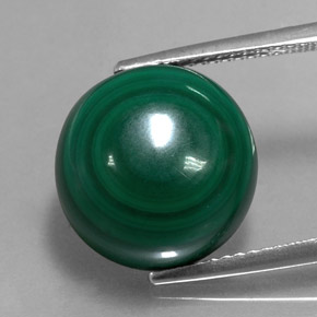 15.62 ct Green Malachite Gemstone, Malachite Gem in Round Cabochon Shape for Sale.
