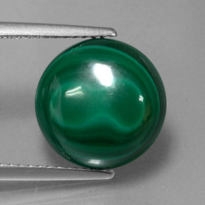 9.24 ct Green Malachite Gemstone, Malachite Gem in Round Cabochon Shape for Sale.
