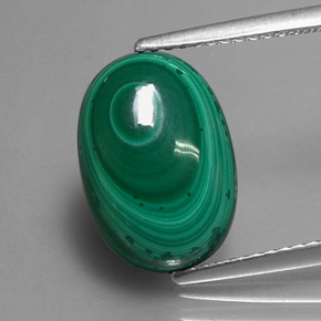 6.72 ct Green Malachite Gemstone, Malachite Gem in Oval Cabochon Shape for Sale.