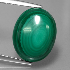 9.57 ct Green Malachite Gemstone, Malachite Gem in Oval Cabochon Shape for Sale.