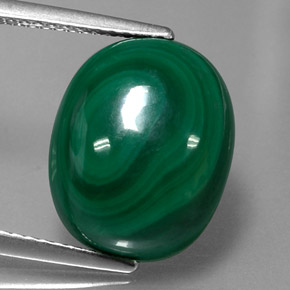 13.04 ct Green Malachite Gemstone, Malachite Gem in Oval Cabochon Shape for Sale.