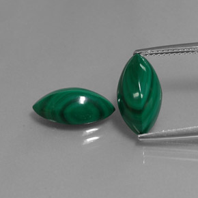 8.54 ct Green Malachite Gemstone, Malachite Gem in Marquise Cabochon Shape for Sale.