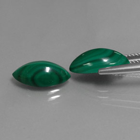 Malachite Gemstone in 14 x 7 mm (calibrated) Size for Sale, Malachite Stone in Multicolor Green Color
