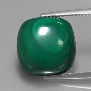 15.20 ct Green Malachite Gemstone, Malachite Gem in Cushion Cabochon Shape for Sale.