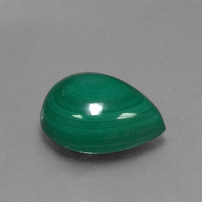 4.09 ct Green Malachite Stone, Natural Malachite in Pear Cabochon Shape for Sale