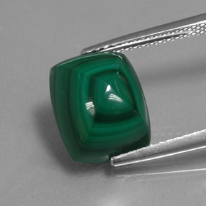 6.58 ct Green Malachite Gemstone, Malachite Gem in Baguette Cabochon Shape for Sale.