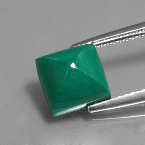 4.15 ct Green Malachite Gemstone, Malachite Gem in Square Cabochon Shape for Sale.
