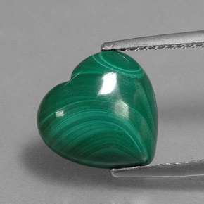 5.72 ct Green Malachite Gemstone, Malachite Gem in Heart Cabochon Shape for Sale.