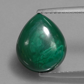 5.58 ct Green Malachite Gemstone, Malachite Gem in Pear Cabochon Shape for Sale.
