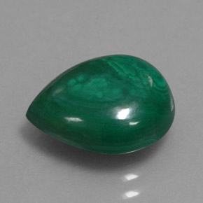 5.58 ct Green Malachite Stone, Natural Malachite in Pear Cabochon Shape for Sale