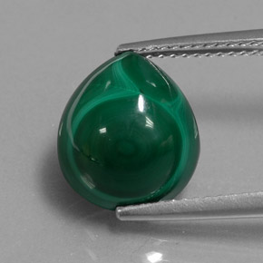 8.20 ct Green Malachite Gemstone, Malachite Gem in Pear Cabochon Shape for Sale.