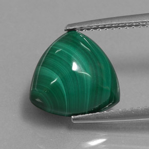 6.13 ct Green Malachite Gemstone, Malachite Gem in Trillion Cabochon Shape for Sale.