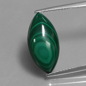 7.72 ct Green Malachite Gemstone, Malachite Gem in Marquise Cabochon Shape for Sale.