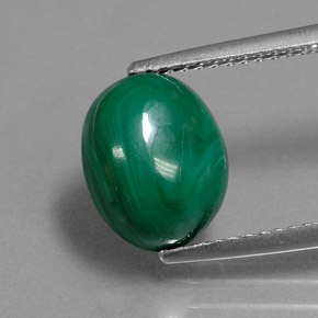 4.25 ct Green Malachite Gemstone, Malachite Gem in Oval Cabochon Shape for Sale.