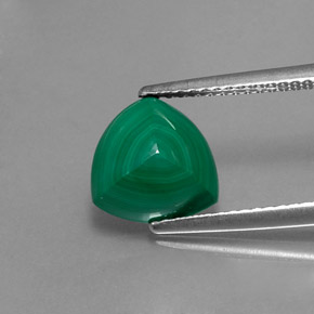 3.02 ct Green Malachite Gemstone, Malachite Gem in Trillion Cabochon Shape for Sale.