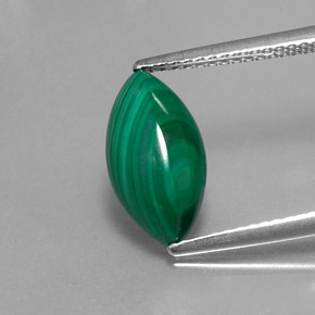 3.43 ct Green Malachite Gemstone, Malachite Gem in Marquise Cabochon Shape for Sale.