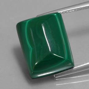 21.76 ct Green Malachite Gemstone, Malachite Gem in Baguette Cabochon Shape for Sale.