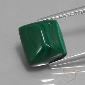 Malachite Vert baguette sugarloaf cabochon 9,15 ct du Congo, dimension 11,7 x 10,7mm, pierre gemme naturelle Non traité, pureté Opaque , 1 pièce Malachite de couleur Vert moyen, dureté Mohs de 3.5 à 4, Photo A