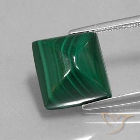 9.85 ct Square Malachite, 11.2 x 10.6 mm From Congo, Photo A