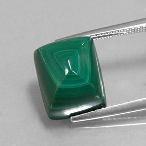 Malaquita Verde Cabujón Baguette Sugarloaf de 12.49 ct de Congo, dimensión 11,6 x 9,6mm, piedra preciosa natural No tratado, claridad Opaco, Malaquita de 1 pieza en color Verde medio, dureza Mohs de 3.5 - 4, Photo A