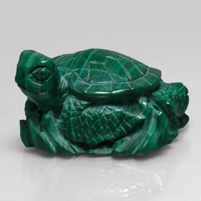 274.20 ct Green Malachite Gemstone, Malachite Gem in Carved Turtle Shape for Sale.