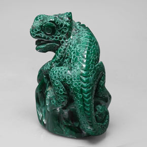 343.30 ct Green Malachite Stone, Natural Malachite in Carved Chameleon Shape for Sale