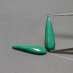 5.06 ctw Green Malachite Gemstones, Malachite Gems in Pear Cabochon Shape for Sale.