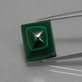 8.63 ct Green Malachite Gemstone, Malachite Gem in Baguette Cabochon Shape for Sale.