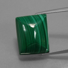 19.65 ct Green Malachite Gemstone, Malachite Gem in Baguette Cabochon Shape for Sale.