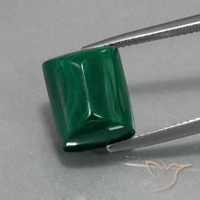 Malachite Vert multicolore Baquette 13,94 ct du Congo, Dimension 12,7 x 10,2mm, Pierre gemme naturelle Non traité, pureté Opaque , 1 pièce de malachite baguette sugarloaf cabochon, dureté de Mohs de 3.5 à 4, Photo A
