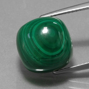 15.44 ct Green Malachite Gemstone, Malachite Gem in Cushion Cabochon Shape for Sale.