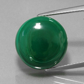 15.99 ct Green Malachite Gemstone, Malachite Gem in Round Cabochon Shape for Sale.