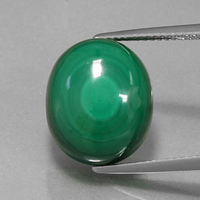 15.46 ct Green Malachite Gemstone, Malachite Gem in Oval Cabochon Shape for Sale.