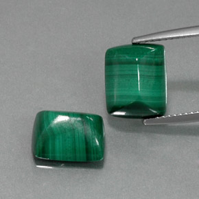 11.59 ct Green Malachite Gemstone, Malachite Gem in Baguette Cabochon Shape for Sale.