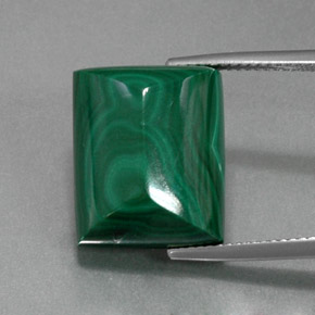 22.88 ct Green Malachite Gemstone, Malachite Gem in Baguette Cabochon Shape for Sale.