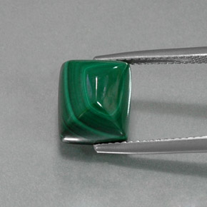 9.05 ct Green Malachite Gemstone, Malachite Gem in Baguette Cabochon Shape for Sale.