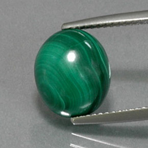6.91 ct Green Malachite Gemstone, Malachite Gem in Oval Cabochon Shape for Sale.